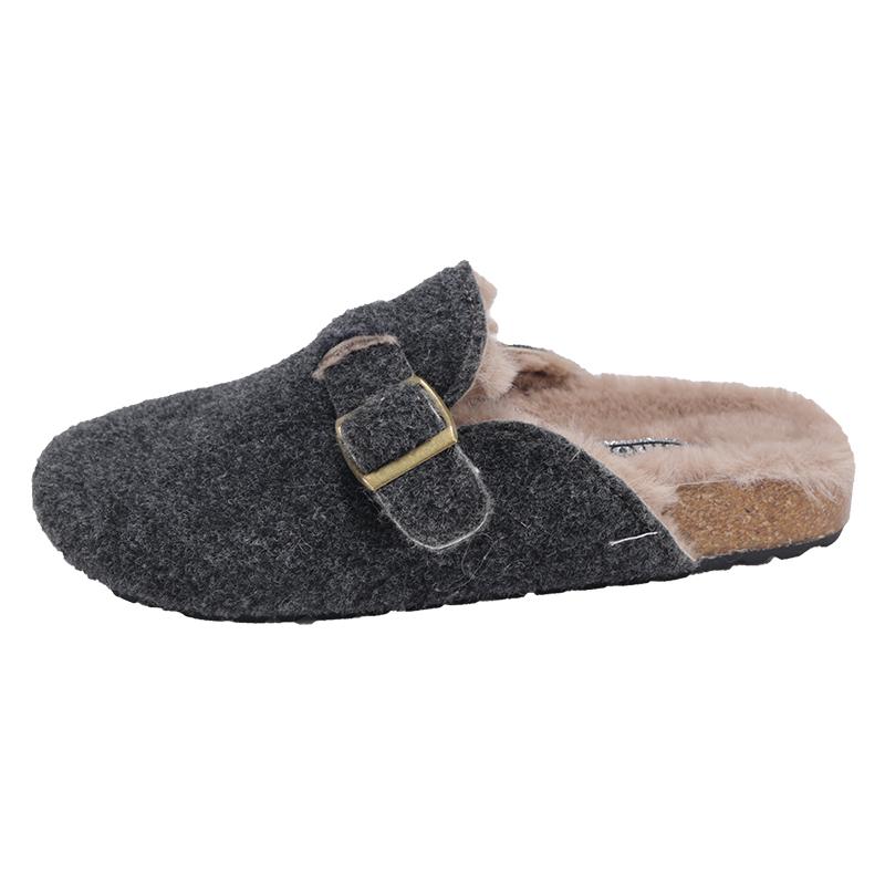 

Модные роскошные меховые мюли, сабо, обувь женская, с закрытым носком, мягкие пробковые шлепанцы-слайды, уличные, женские, зимние, теплые, с плюшевым флисом, войлочные, сандалии Birken 40 серый