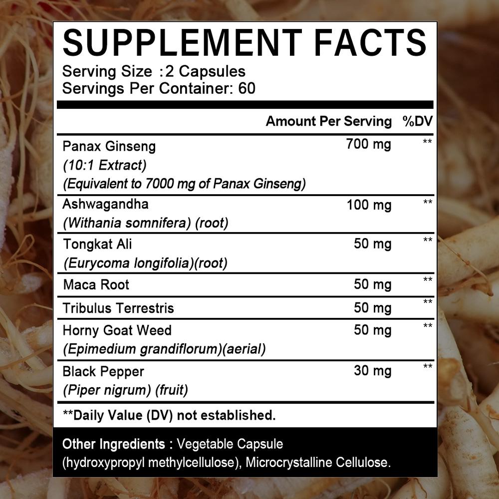 Korean red ginseng capsules, maca, 120 capsules
