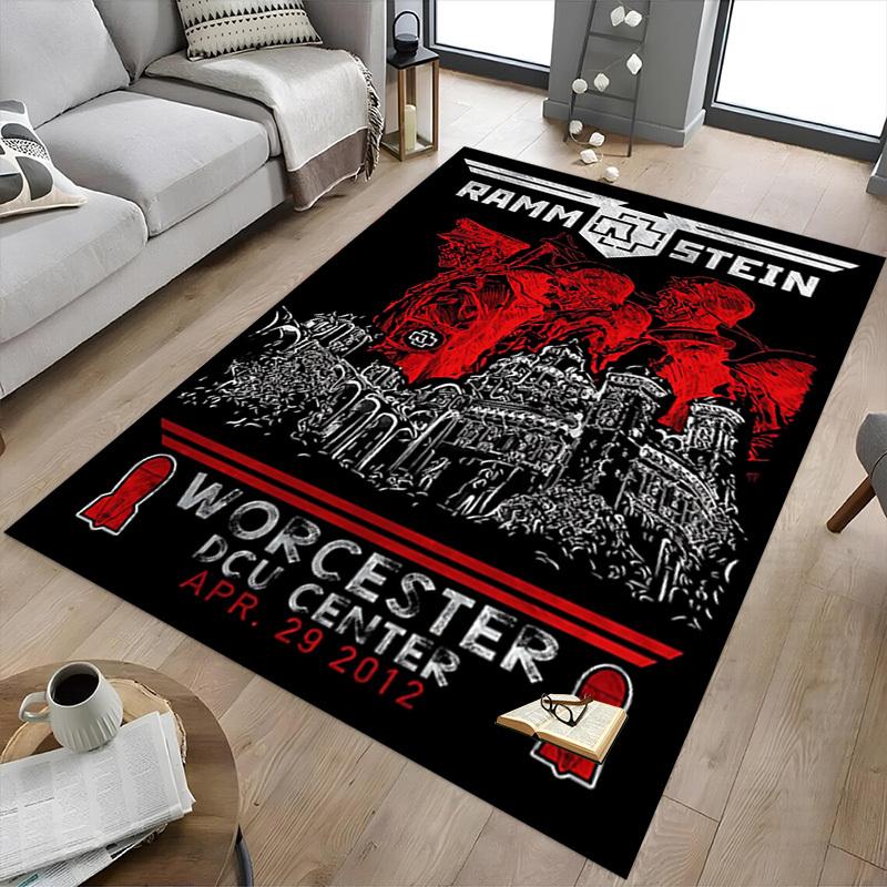 1pc RAMMSTEIN WORCESTER Home Office, Durable Polyester Floor Mat with Easy, Office Decor, Urban Style, Nonslip Backing