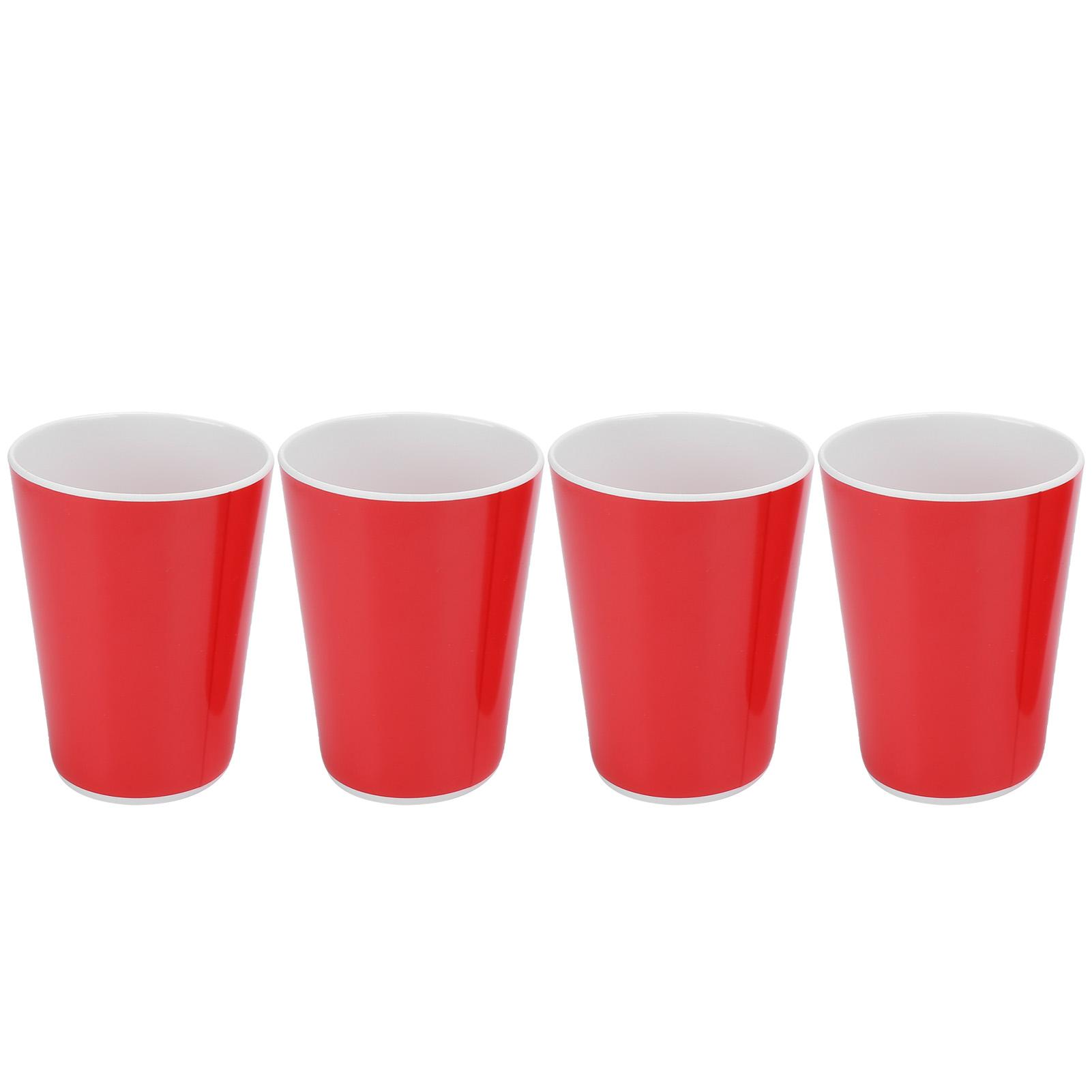 Konnwei 4Pcs Imitation Ceramic Water Cup Drinking Mug For Office Home Bar Restaurant Suppliesred