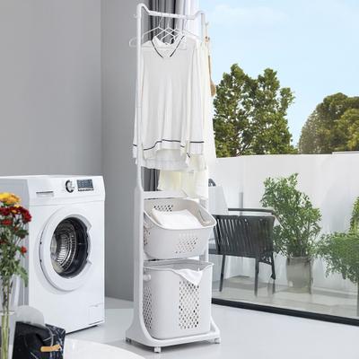 Rolling Clothing Rack Multifunctional Laundry Hamper with Wheels Garment Rack with Hooks Detachable Laundry Baskets for Bedroom Laundry Room