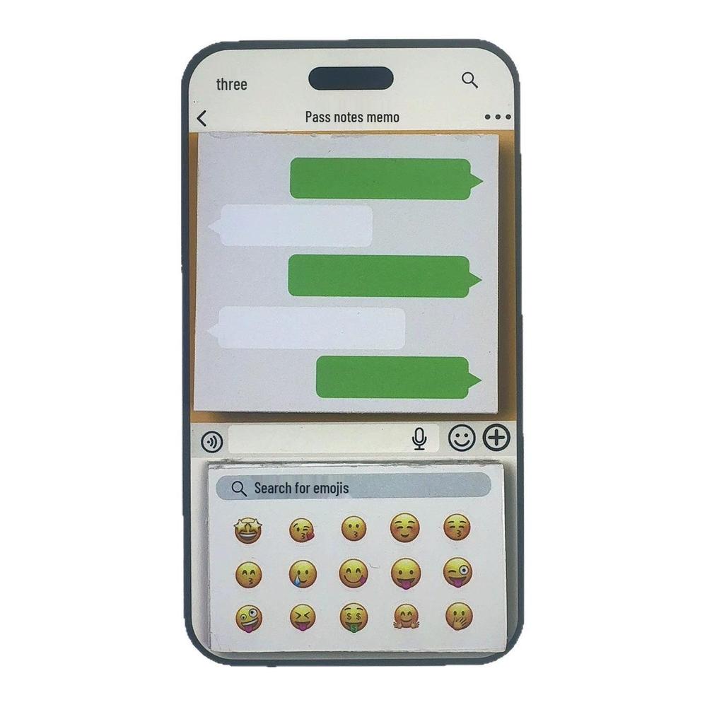 Emoji Sticky Notes: Green Bubble Chat Box Design for Students & Journaling, High-Quality Appearance for Note-Passing Fun.