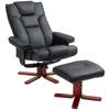 Faux Leather Manual Recliner and Footstool Set - Black