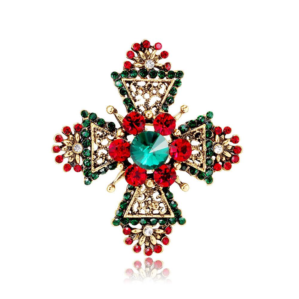 Broche pendentif croix géométrique en alliage de zinc pour hommes et femmes