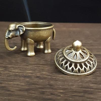 Mini Kovový Stojan na Zpětný Tok Kadidla Slon Kužel Cívka Kadidelnice Lapač Popela s Víkem, Aromaterapeutická Ozdoba Dekorace Domov Kancelář
