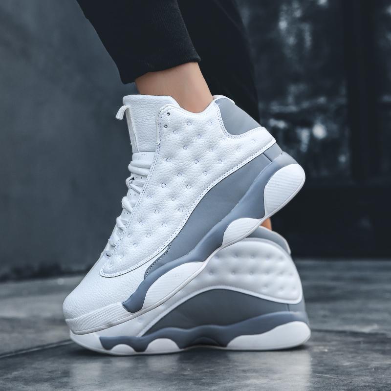 Gs Wolf Grey Gray And White 13s On Feet Air Jordan 13 Retro Wolf1