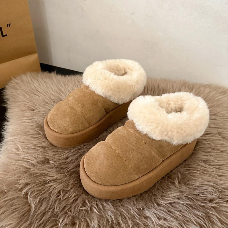 Thick Soled Height Increasing Hairy Snow Boots for Women's Winter New Style with Fur Integrated and Plush Thick Soled Warm Bread and Cotton Shoes