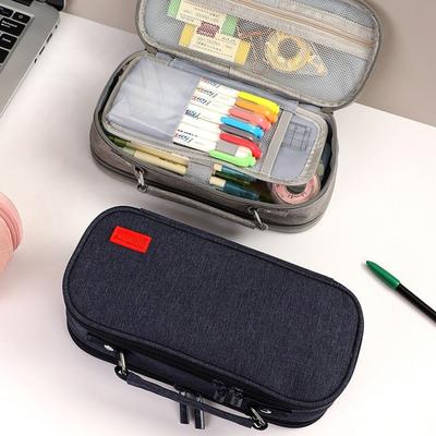 Fünfschichtige Leinwand-Federtasche mit großem Fassungsvermögen für die Mittel- und Oberstufe, einfache multifunktionale Federtasche, tragbare Schreibwaren-Aufbewahrungstasche