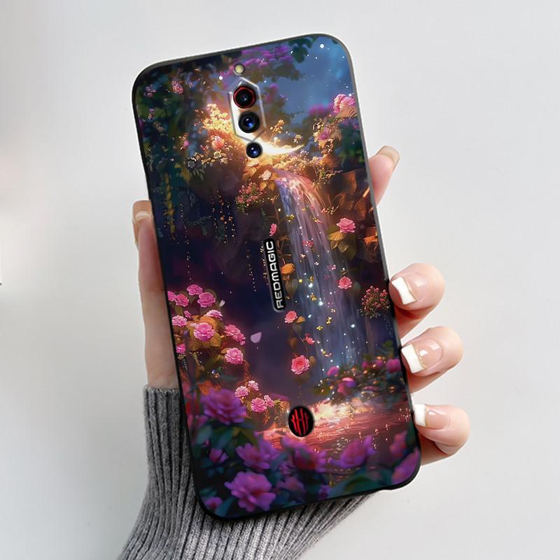 Case For ZTE Nubia Red Magic 5G 5S Cute Heart Rabbit Black Matte Soft Silicone Protective Back Cover RedMagic 5G 5S Phone Case