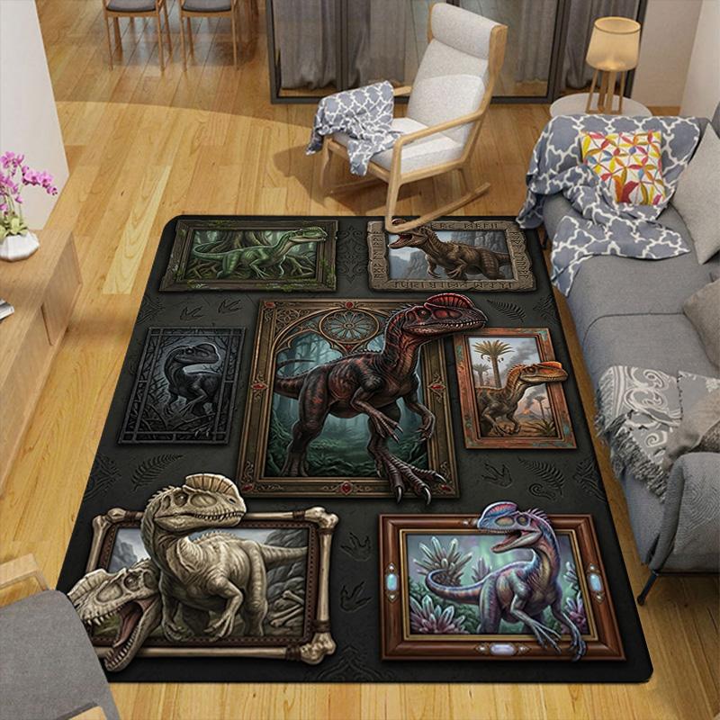 Dinosaur Gallery Pattern Rug Floor Mat for Living Room or Bedroom Soft and Comfortable Carpet a Gift for Birthday and Holiday.