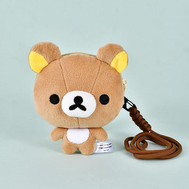 Kawaii Rilakkuma Coin Purse Wallet Plush Toys Cartoon Convenient Storage Backpack Pendant Soft Stuffed Doll Friend Birthday Gift