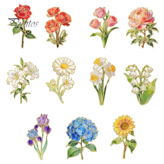 Decorative Clothing Pin Brooch Pin, Enamel Flower Design with Smooth Edges, Lapel Lightweight Zinc Alloy Badge for Jackets Scarves Bags Gift Non-snag