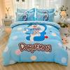 Doraemon Mechanical Cat Cartoon Style Pure Cotton Material Bed Three-piece Set Student Dormitory Dirty-Resistant Bedding