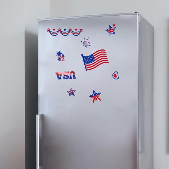 Yousheng 9Pcs Independence Day Stickers Double-Sided Design Stars Stripes Elements Easy to Use July 4 Patriotic Window Decoration