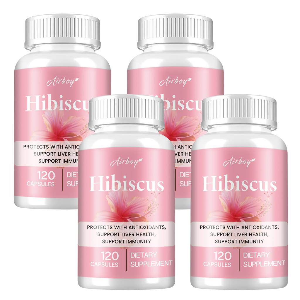 Capsule di ibisco biologico, di origine vegetale, polline biologico, facilmente assorbibili, adatte agli adulti.