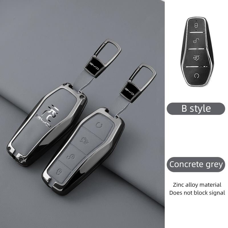 Genuine Leather Car Key Case Zinc Alloy Dedicated 2024 BYD Yuan PLUS Honor Edition 24 Year BYD Yuan UP/Pro Key Fob Cover Chain