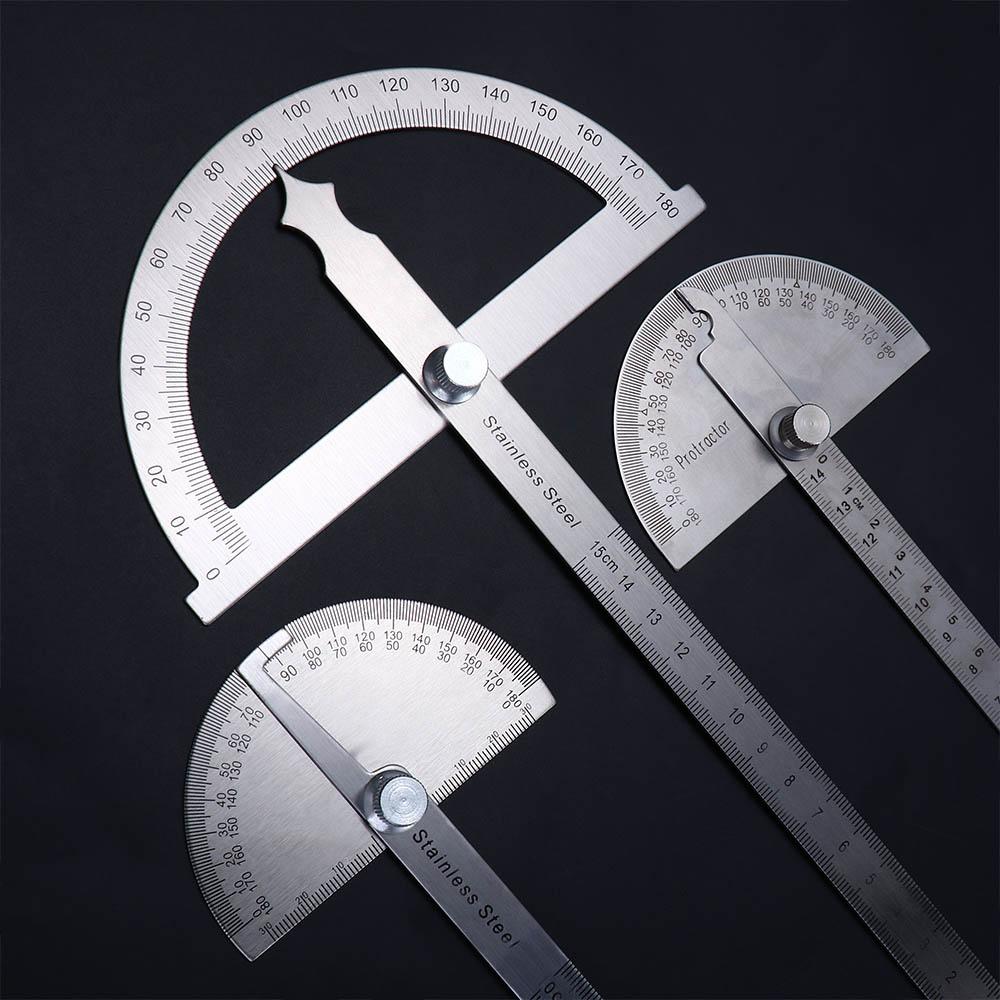 Steel Round Head Caliper Adjustable Protractor Protractor Angle Ruler 180 Degree Protractor