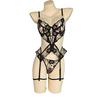 New Sexy Sexy Black Embroidery Mesh Splicing Bodysuit Women's Nightdress Garter Bra Set