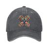 Colorful Intertwined Hands Butterfly Graphic Washed Denim Baseball Cap Unisex Casual Adjustable Dad Hat