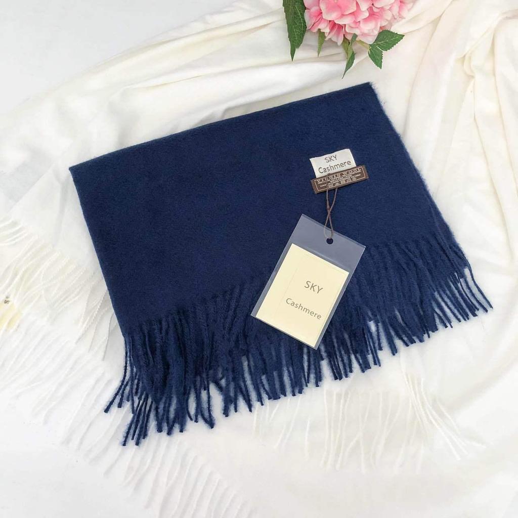 Women's Winter Solid Color Tassel Scarf - Thick Warm Korean Style Monochrome Imitation Cashmere Shawl