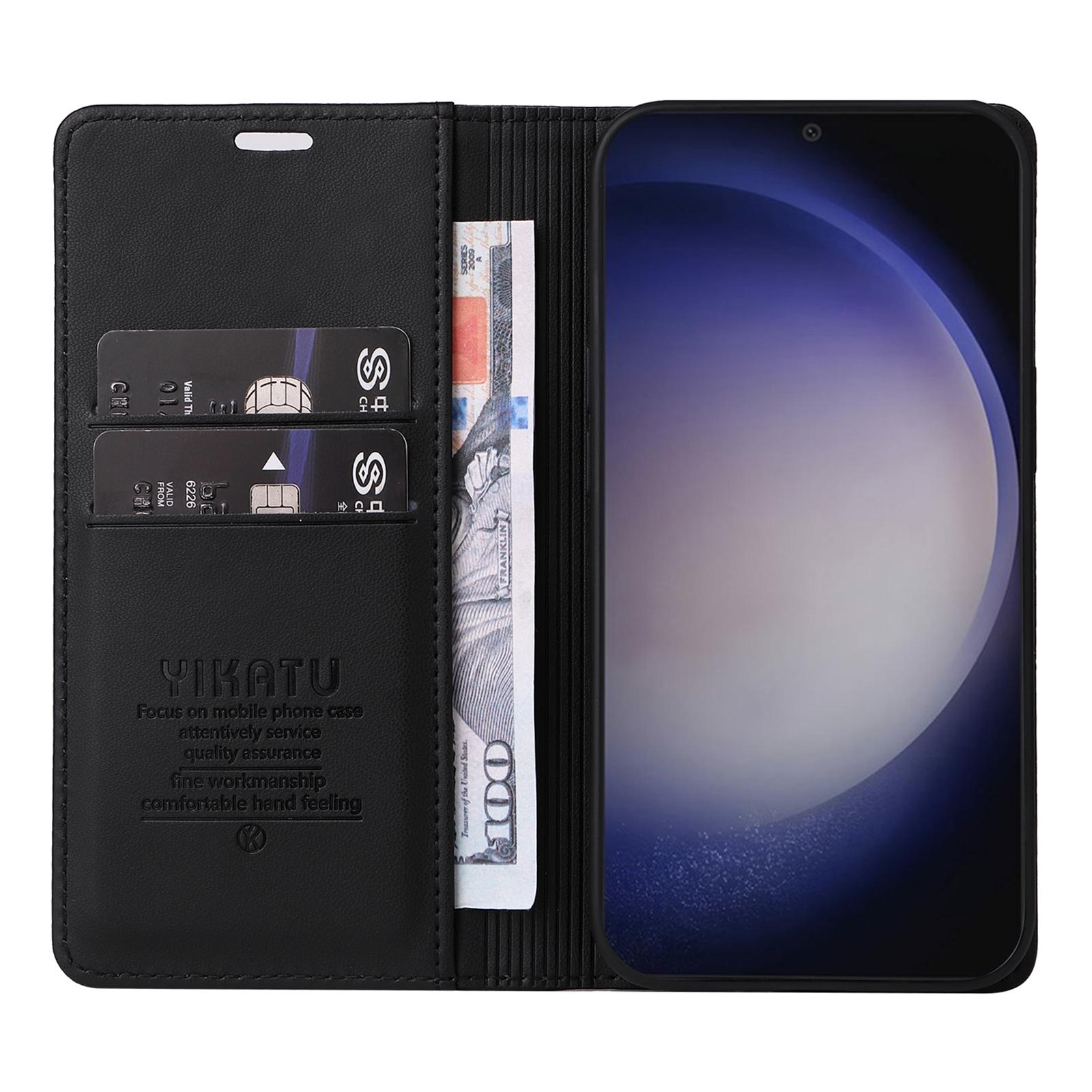 

YIKATU YK-001 For Samsung Galaxy S25+/S24+ Case Magnetic Auto Closing Leather Phone Cover Black