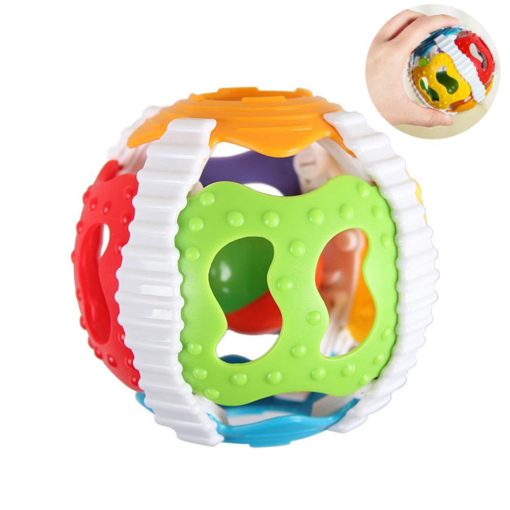 Newborn Baby Toys Infant Early Learning Bell Bell Soft Plastic 6 Color Hand Ball Rattle