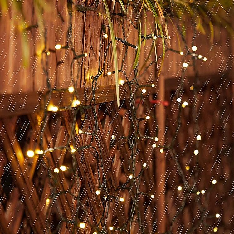 Solar Copper Wire String Lights - Outdoor Green, 8-Function LED for Camping