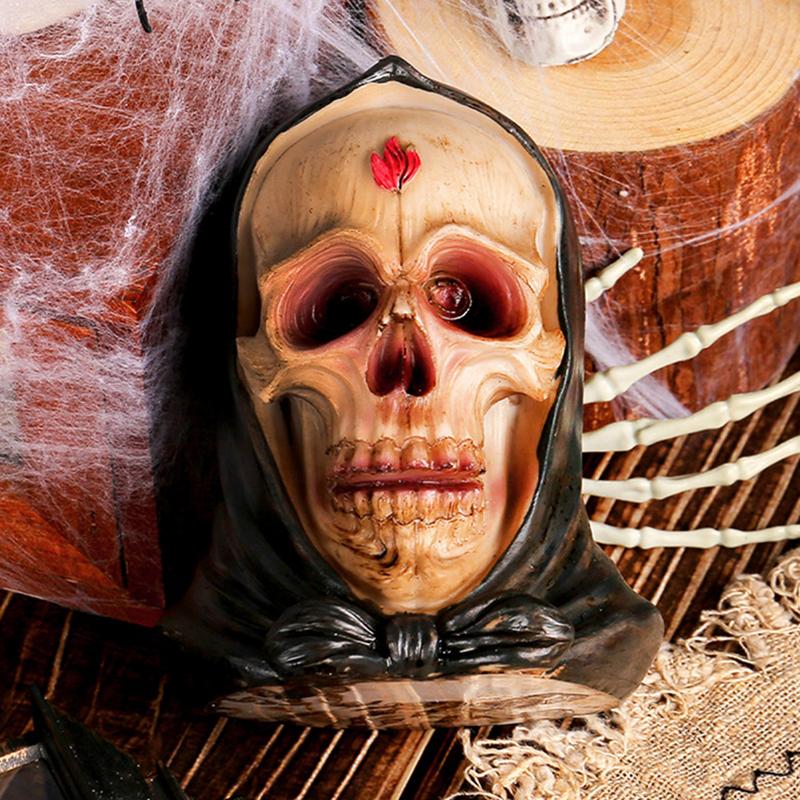 Spooky Skeleton Car Home Ornaments Skull-shaped Halloween Statue Halloween Decorative Resin Pendant Car Decorations Accessories