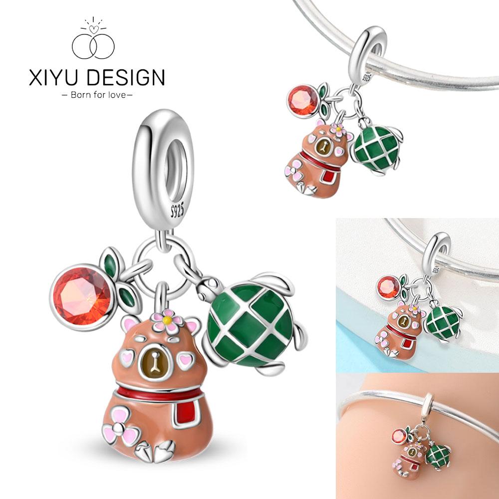 

Copper Cute Pet Series Capybara Couples&Turtle Pendant Charms Beads Fit Diy Bracelet Necklace Women Anniversary Jewelry Gift білий