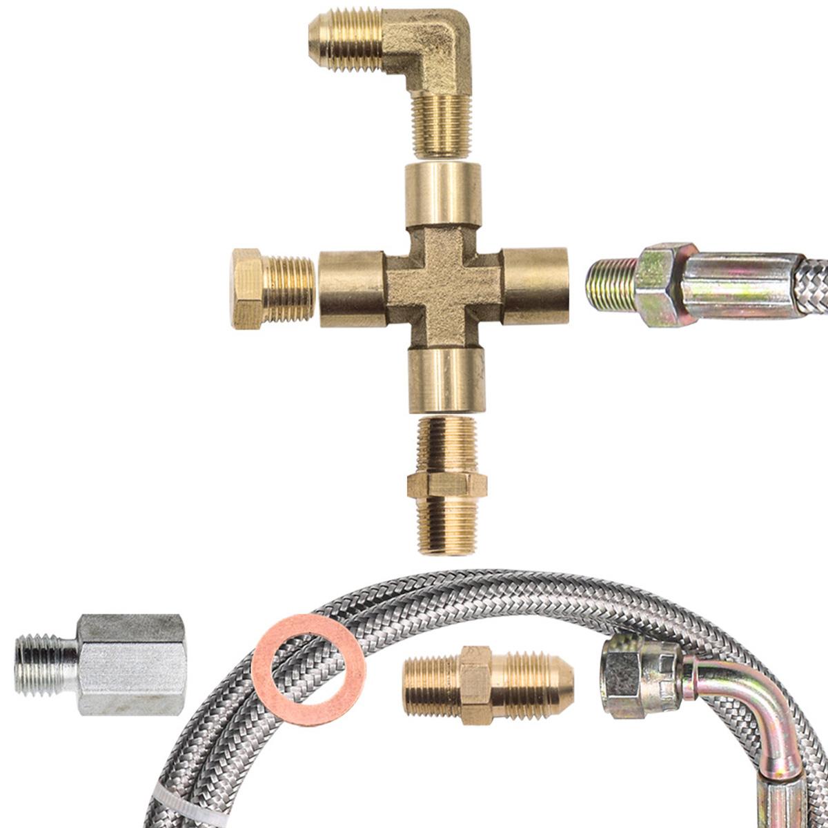 New Turbo Oil Feed Line Kit Universal Oil Return Line Kit Oil Drain Line Kit with 1/8 NPT, 90 ° 4 AN To 1/8 NPT Connector For