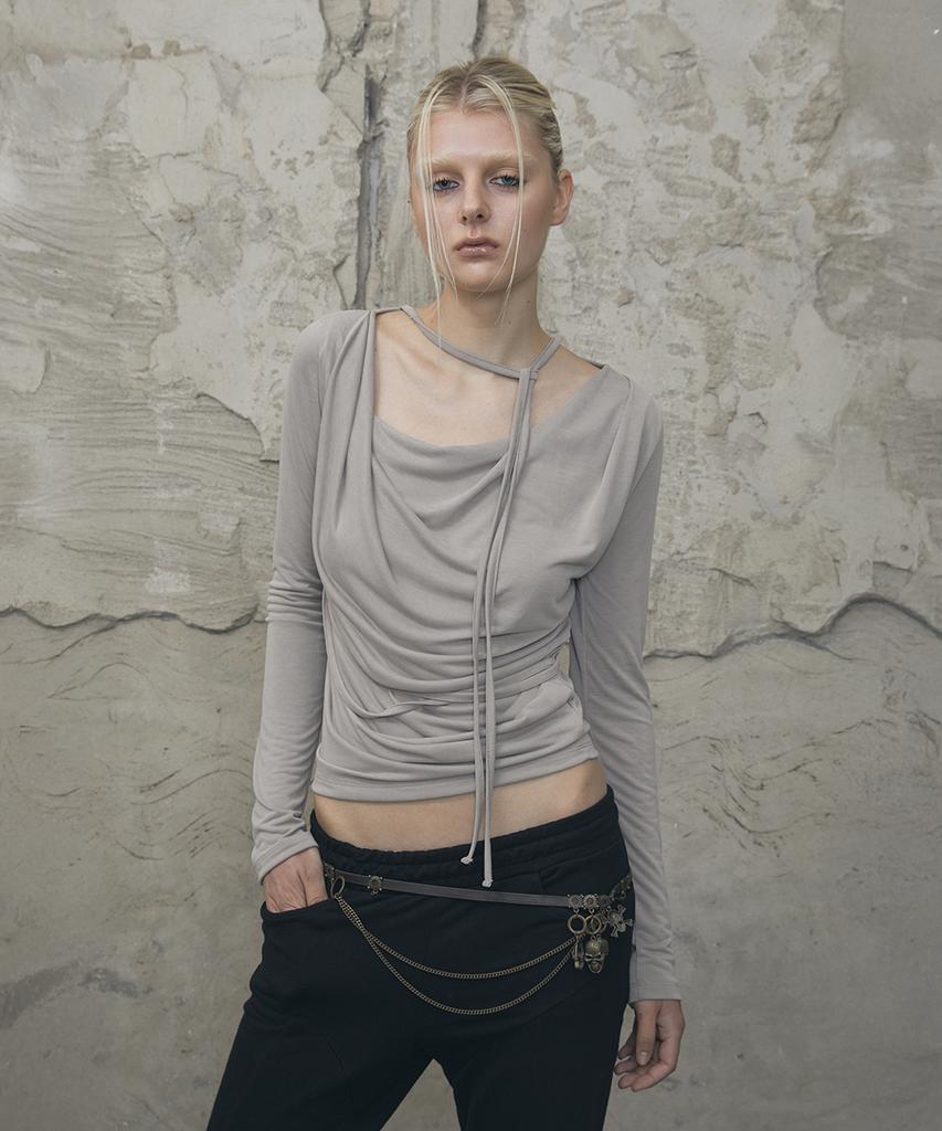 VOONT Drape Strap Tie Long Sleeve (Beige)