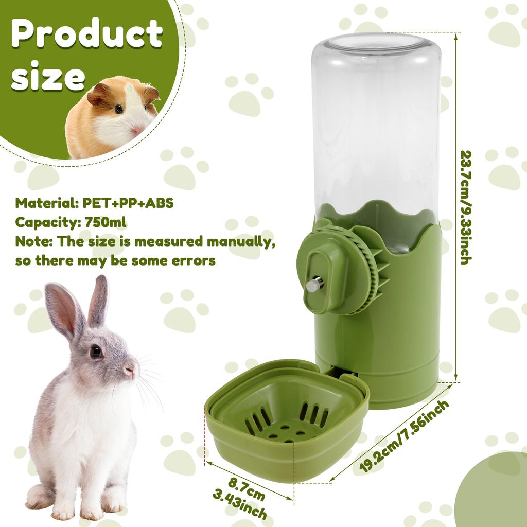 Small Animals Drinker 750ml Rabbit Water Bottle Hanging Auto Pet Water Dispenser No Drip Pet Water Bottle Bowl for Hamster Bunny