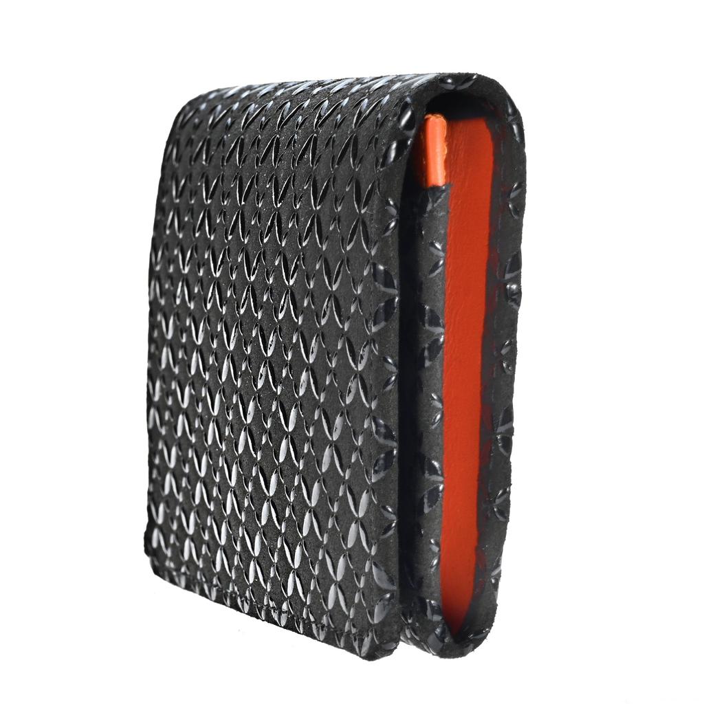 [Inden-ya] Inden Business Card Case, Deerskin, HISOCA, Shippo Pattern, Black with Black Lacquer, 9404-01-179