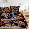3pcs Bedding Set Flaming Skulls Includes 1 Comforter + 2 Pillowcases, Without Pillow Inserts, Soft Comfortable, Lightweight Breathable136