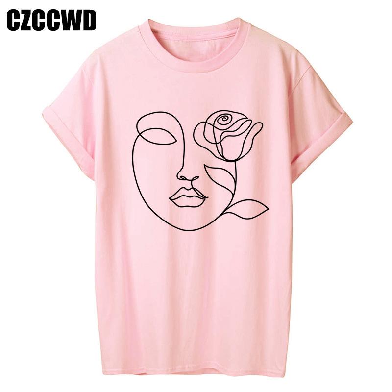 Flowers Face Abstract Simple Women Tshirt High Elasticity Casual Funny T Shirt Gift For Lady Yong Girl Top Tee Drop Ship Tshirt