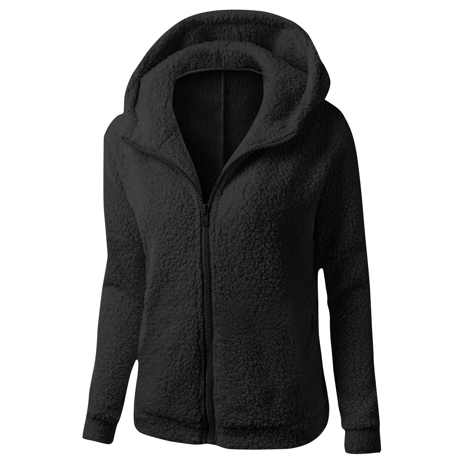 Женское зимнее пальто с капюшоном из плюша — фото 5