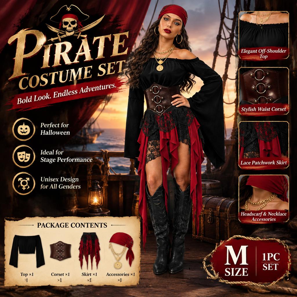 Adult Medieval Pirate Cosplay Costume