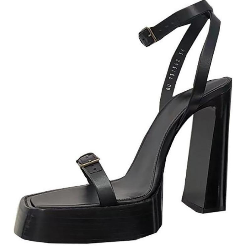 Fashion Hot Selling 2025 New Summer Female Sandal High Heels Espadrilles Platform Buckle Strap  High-heeled Lacquered Fashion Rhinestone
