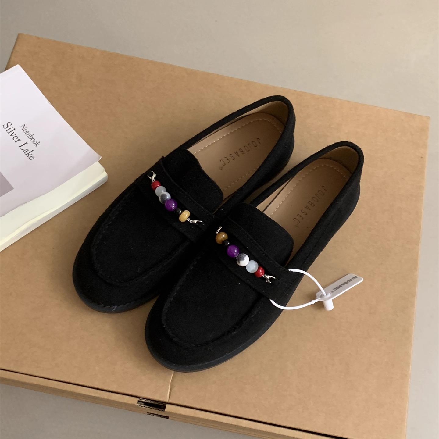 

Cowhide version retro flat shoes loafers women s 2025 new British versatile black small leather shoes single shoes 35