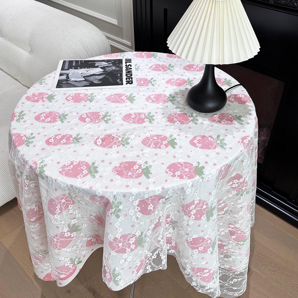 Lace Floral Tablecloth Desk Flannel Fabric Decoration Small Coffee Table Bedside Table Rectangular Retro Korean Style