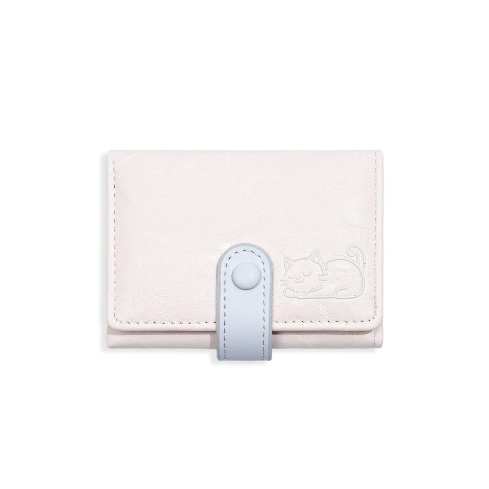 Cute Short Leather Purse PU Leather Three Fold Wallet Versatile Cat Printed Wallet  Girls