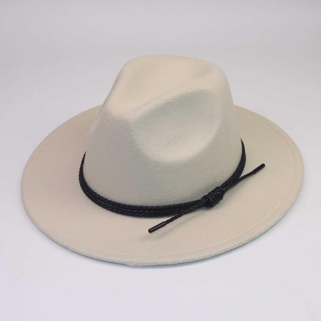 New wool woolen cowboy hat bow men's and women's jazz hat European and American felt hat