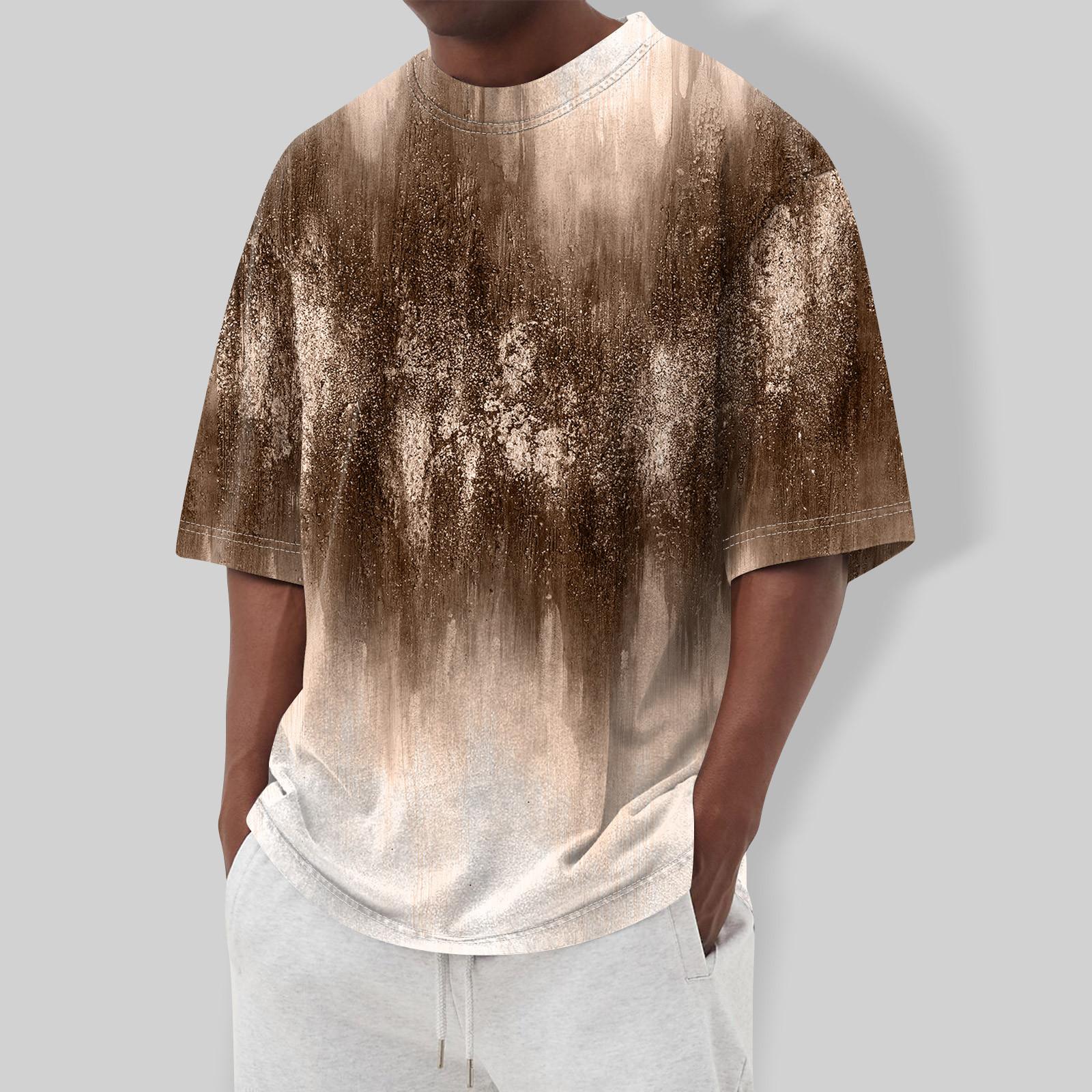 Мужская футболка Футболки с графическим текстом Pool3D печать Уличная повседневная одежда с короткими рукавами и принтом Базовая одежда M коричневый 1339₽