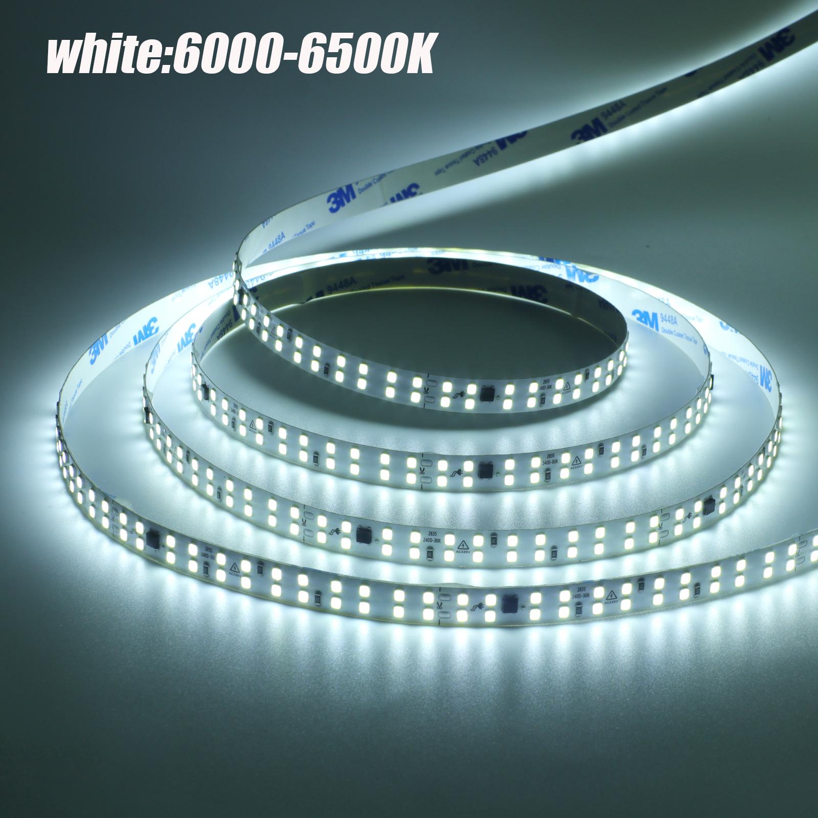 

10 м 20 м/рулон AC 220 В 240 В Светодиодная лента 240 светодиодов/м 3000 К 4000 К 6000 К Ледяной синий/Желтый Украшение дома Гибкая лента Веревка Лента Свет 10M белый