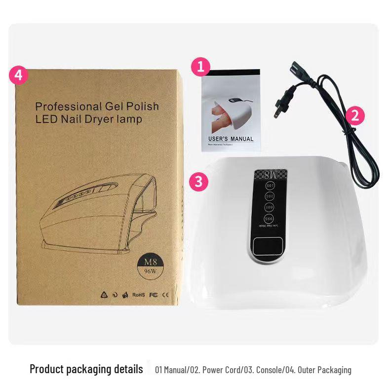 96W Dual-Hand Nail Lamp M8 with Smart Touch UV/LED Dryer