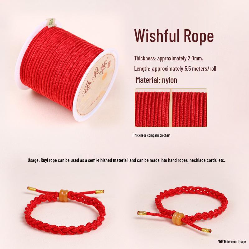 Handmade Red String Woven Bracelet: Jade Thread Braided DIY Material