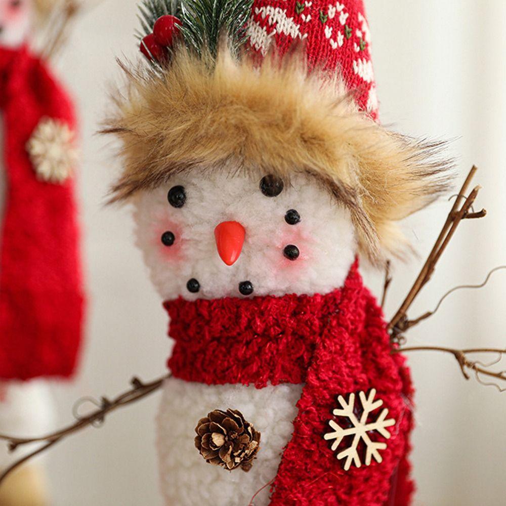 Cartoon Long Legs Snowman Ornaments Cute Plush Snowman Doll Toy Home Xmas Decoration