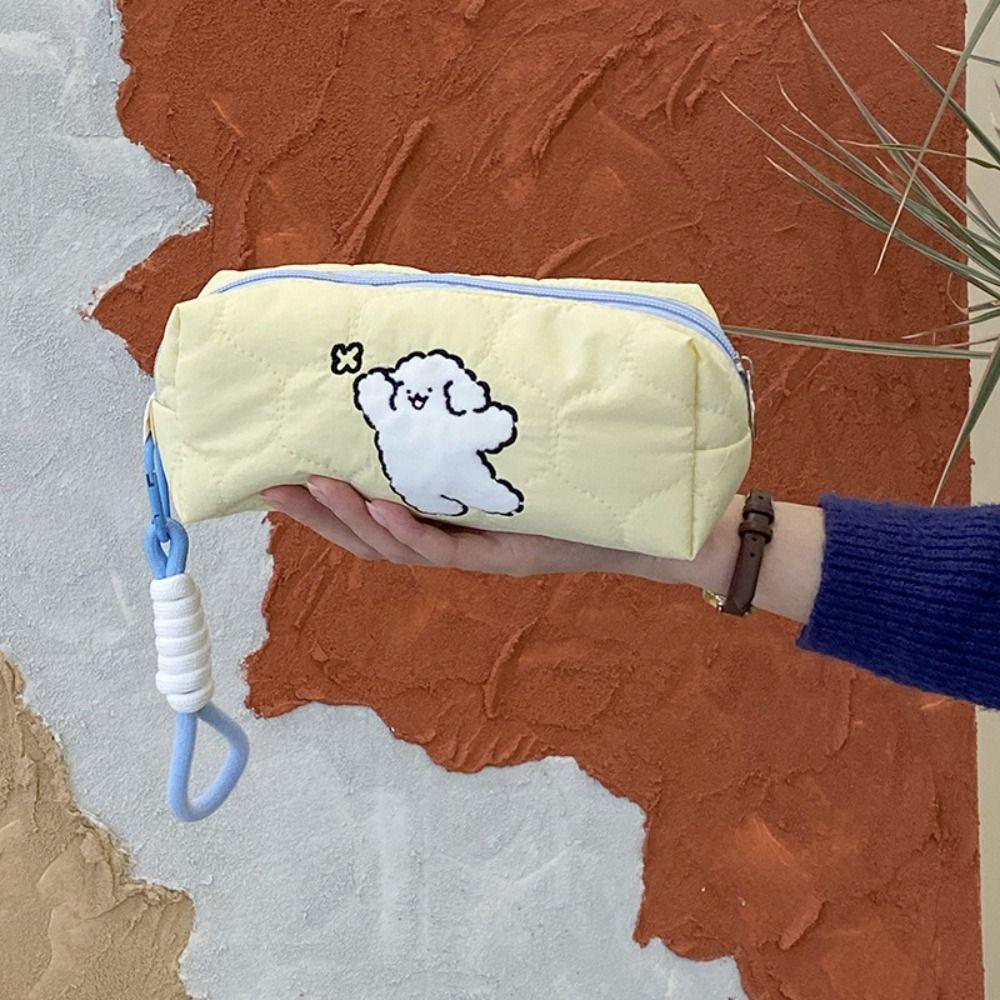 

Large-capacity Zipper Pencil Bag Quilted Pencil Case Cute Stationery Bag Student Supplies жёлтый