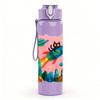 1PC Mountain Rocket Cartoon 750ml Color Plastic Sports Water Bottle Leakproof Flip Straw Lid Suitable for Sports Office Home Use