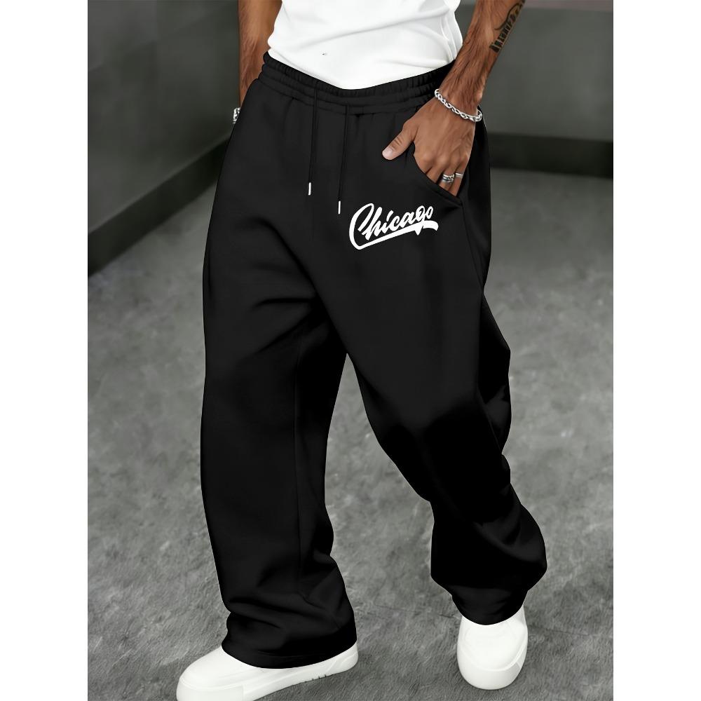 Men s Multifunctional Solid Color Drawstring Casual Sports Pants |, Slightly Elastic, Letter Pattern S